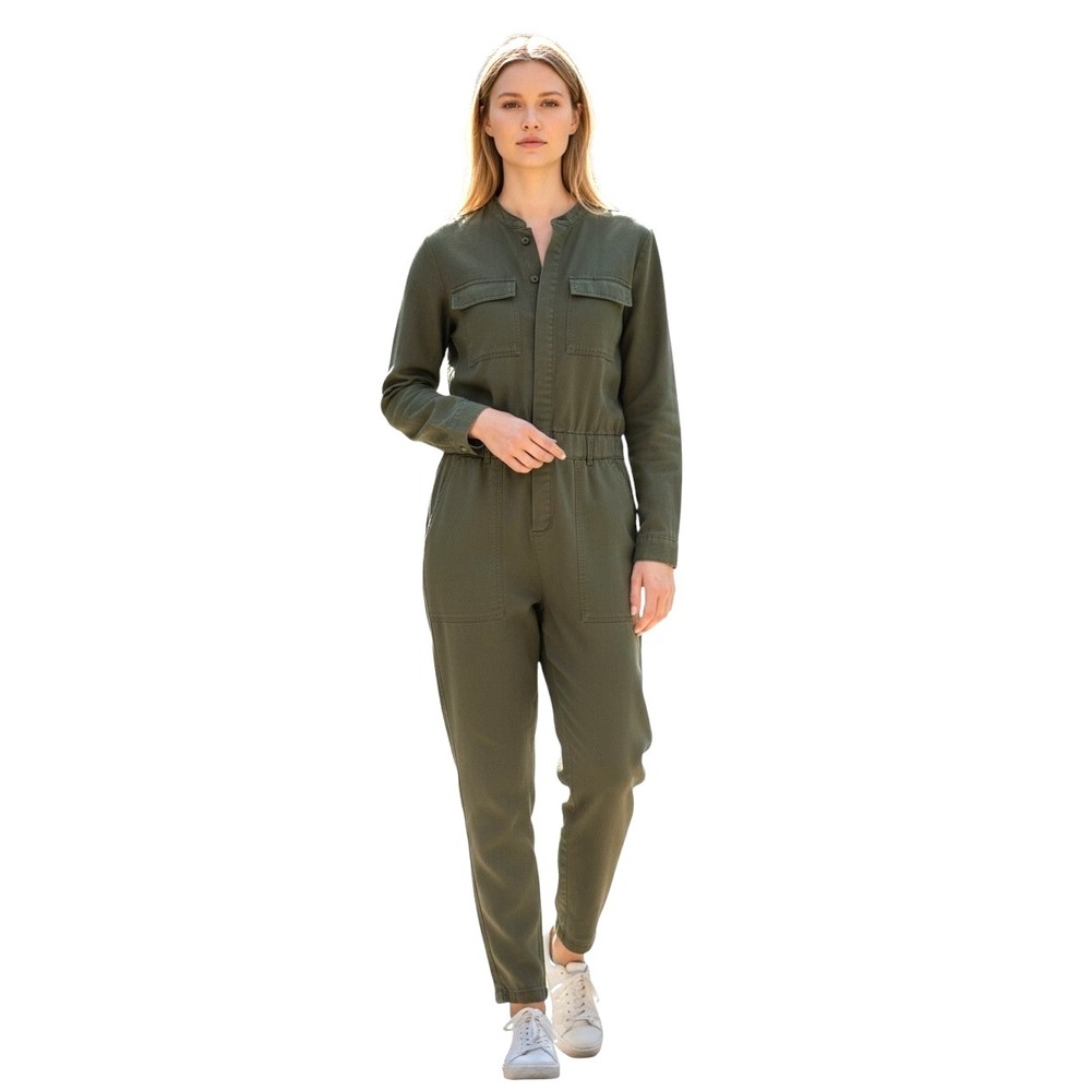 Fabletics Women's Army‎ Green Long Sleeve Jumpsuit XS Waist 31"